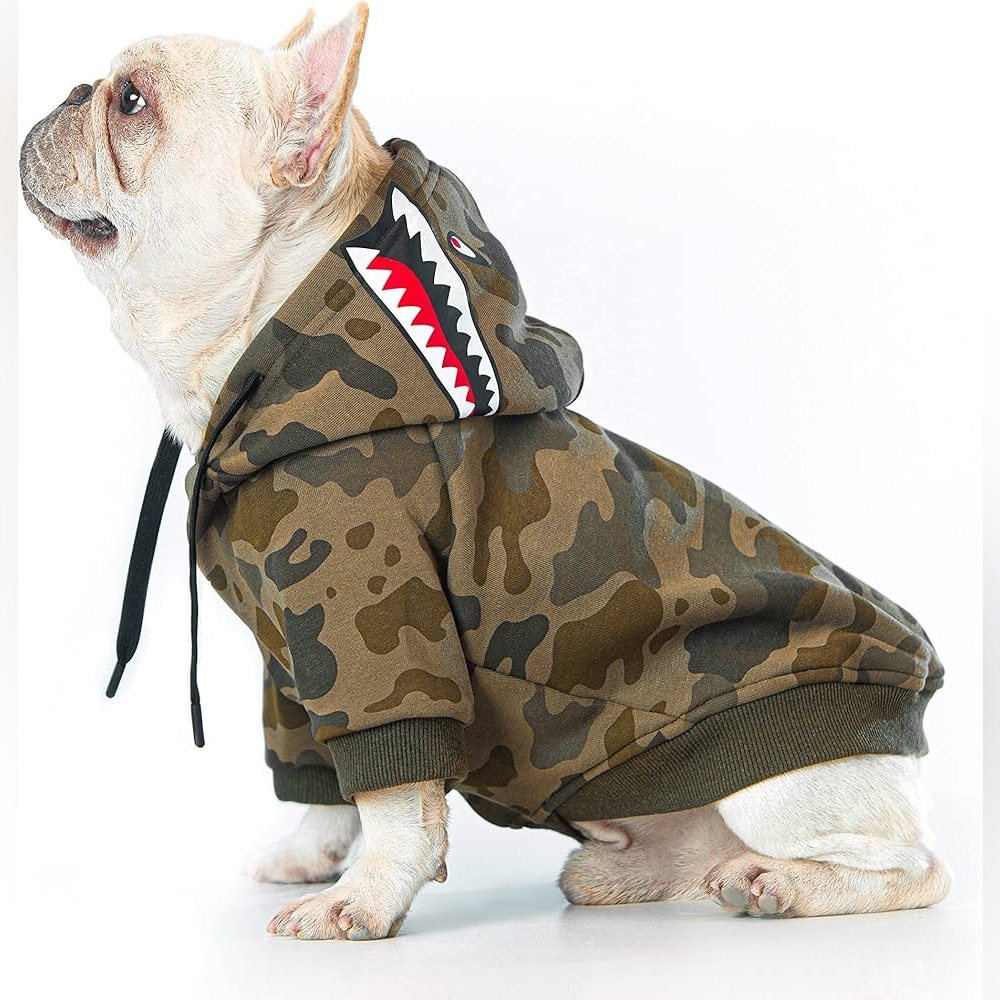 Camo Shark Hoodie for Dogs - Olive Green Dog Sweatshirt